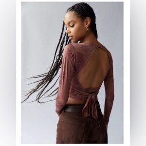 Urban Outfitters Iris Plunge Bohemian Festival Floral Retro Cropped Size Large